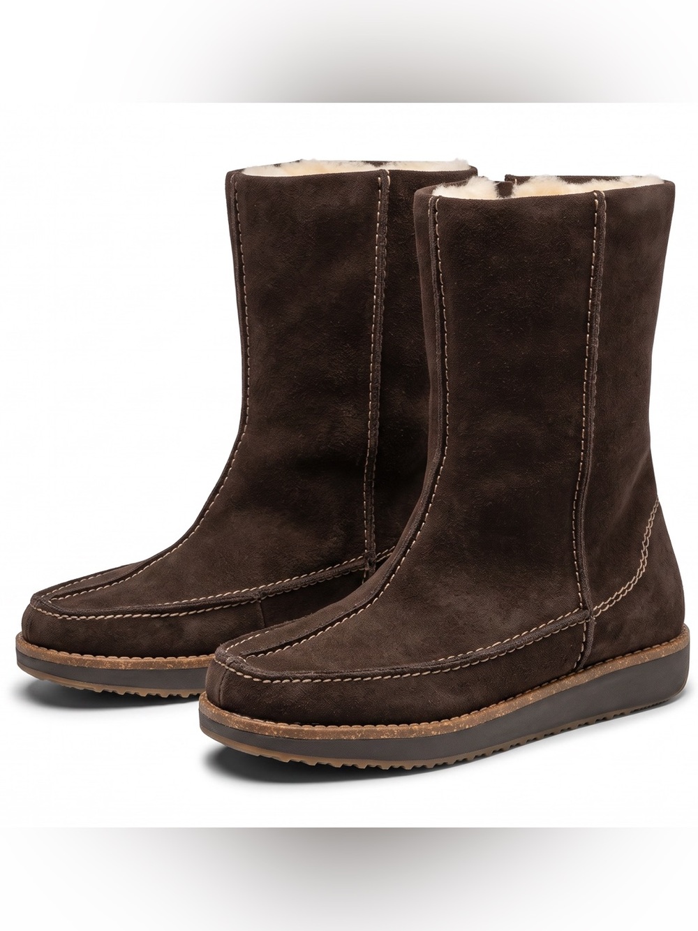 Rieker Brown Suede Leather Wool-Lined Moc Toe Winter Boots EU 37 US 6/6.5 4254